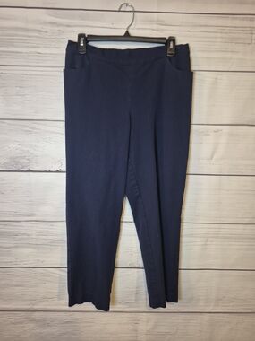 Isaac Mizrahi Deep Navy Elastic Waist Pants